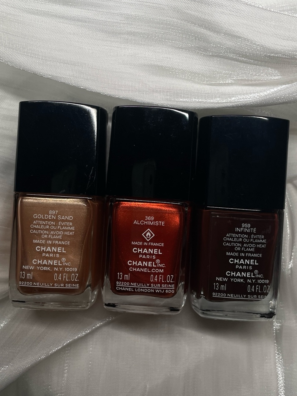 CHANEL Le Vernis Trio - Metallic Gold, Shimmering Orange, Deep Burgundy - Picture 4 of 4